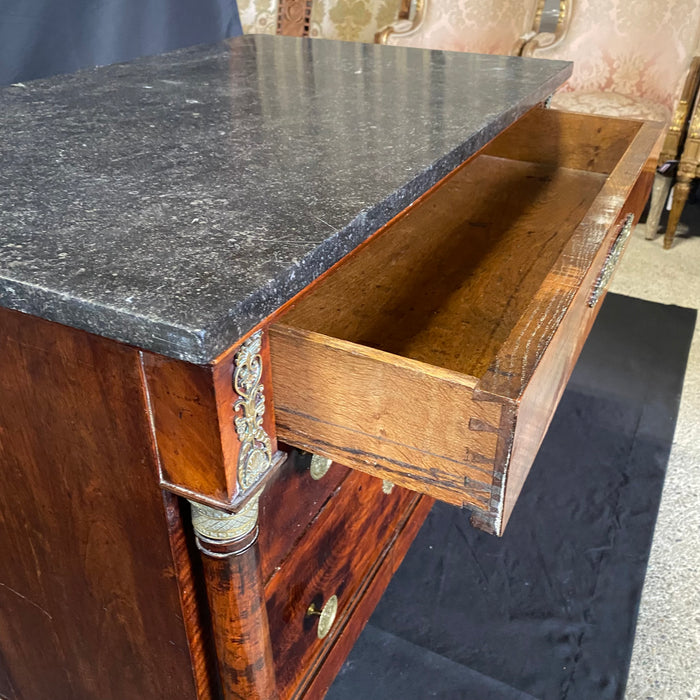 French 19th Century Empire Petite Walnut Commode with Original Marble Top