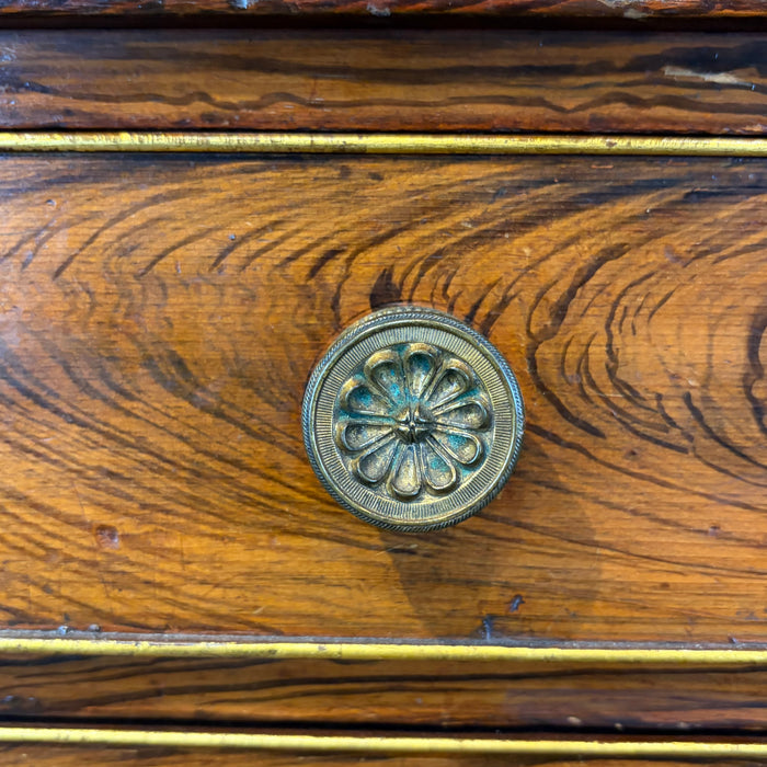 Early 19th Century English Regency Faux Rosewood Secretary Bookcase with Writing Drawer