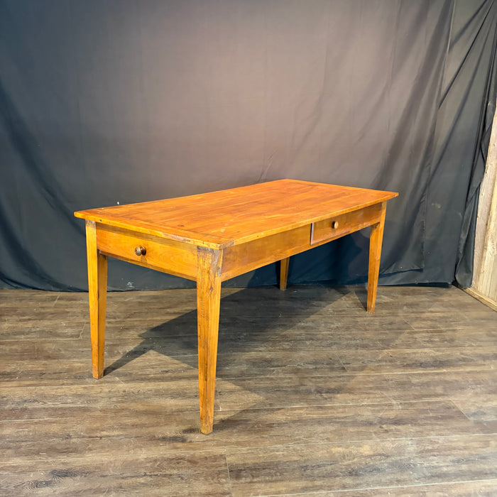 French Provincial Farmhouse Dining Table with Two Drawers 19th Century