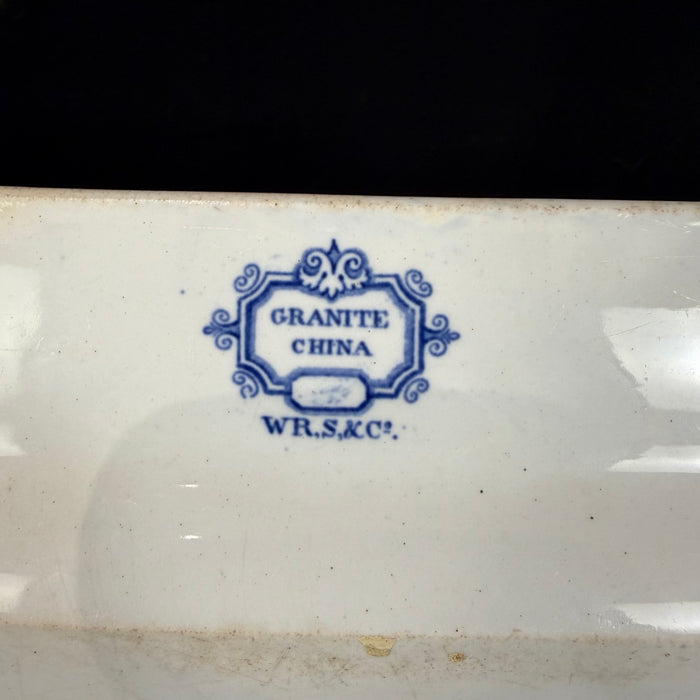 Circa 1840 English Ridgway Blue and White Transferware Platter, Granite China Scroll Pattern