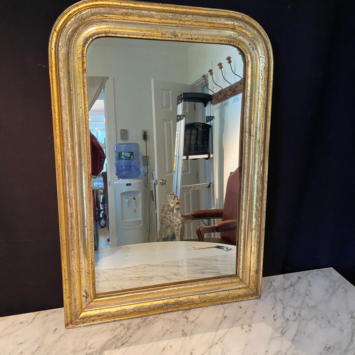 Antique French Louis Philippe Lemon Gold Leaf Early 19th Century Giltwood Mirror