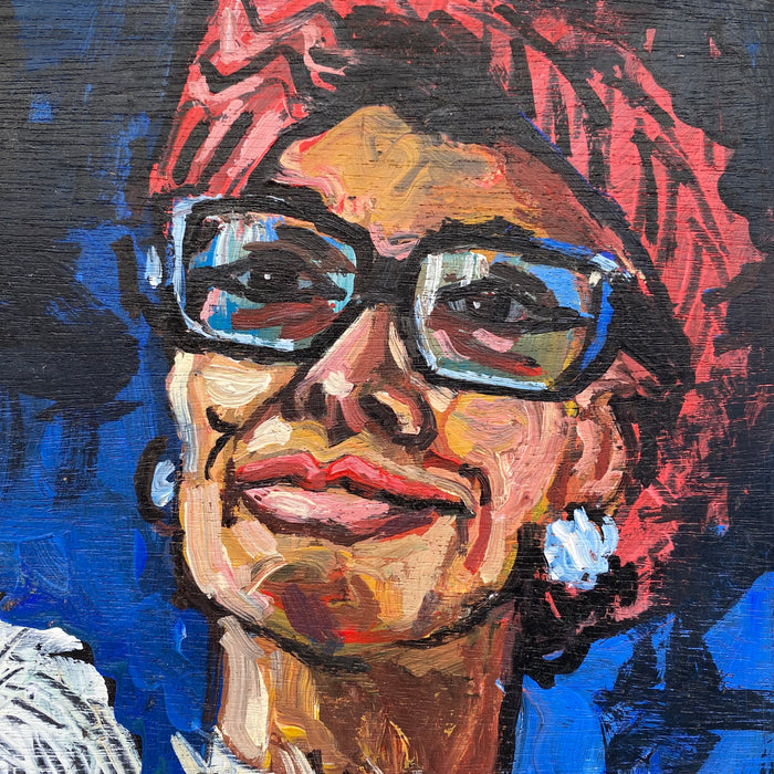 Original Oil Portrait of Woman and Pet White Maltese or Shih Tzu Dog British Signed Pet Portrait