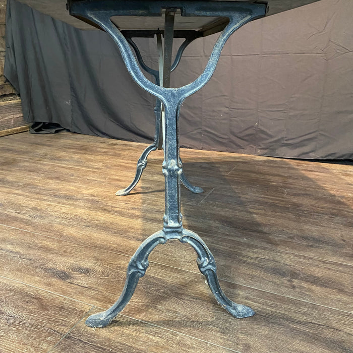 French Marble Top Café Table or Bistro Table with Cast Iron Base