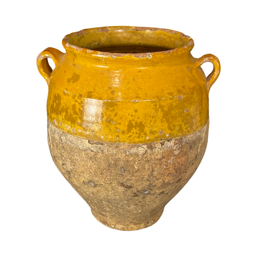 French Confit Pot with Yellow Glaze from the 19th Century #8865