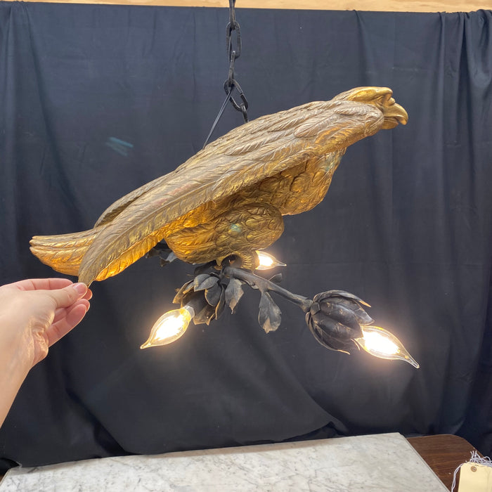 French Carved Gold Gilt Eagle Chandelier Museum Quality