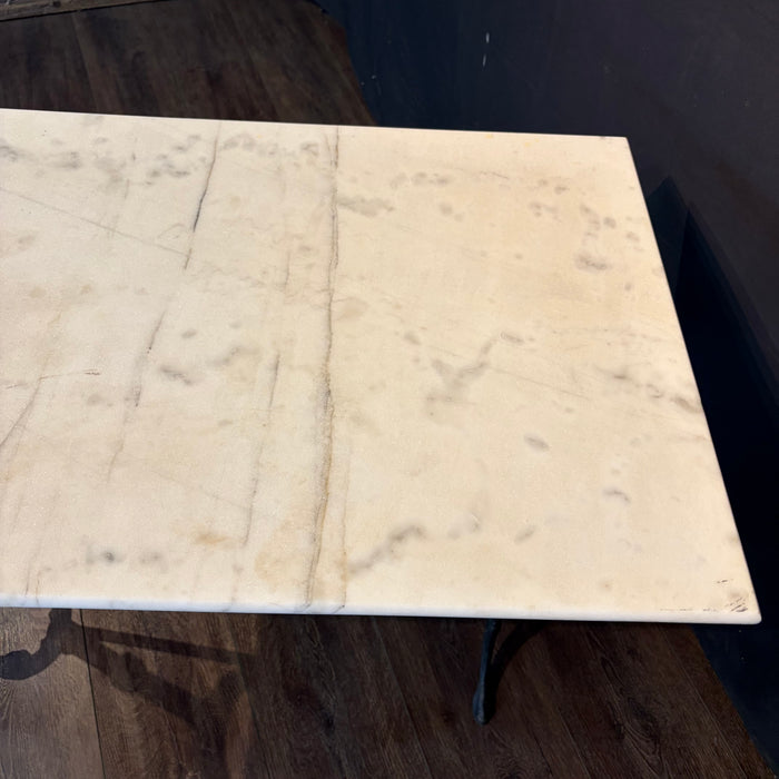 Antique French Marble Top Cafe and Bistro Table with Cast Iron Base