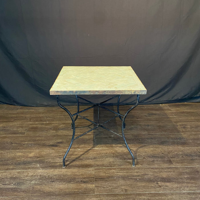 Early Mosaic Bistro Side Table with Antique Iridescent Tiles Indoor or Outdoor for Garden