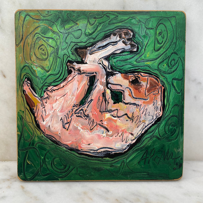 Dog Portrait Original Oil British of a Reclining Dog Signed Pet Portrait