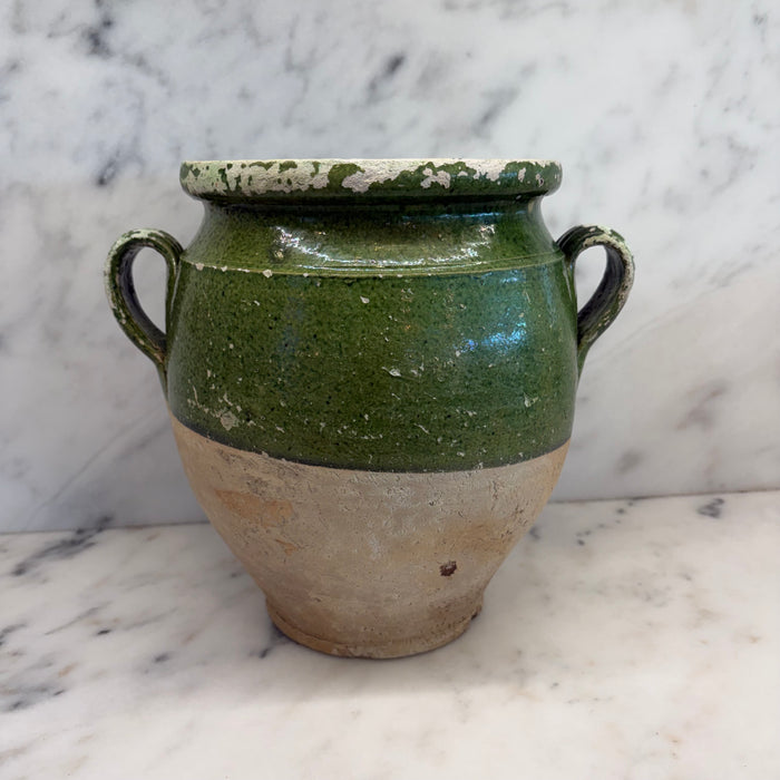 French Confit Pot with Green Glaze from the 19th Century #9067