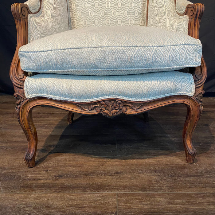 Classic French Louis XV Intricately Carved Walnut Bergere, Armchair or Wingback Chair