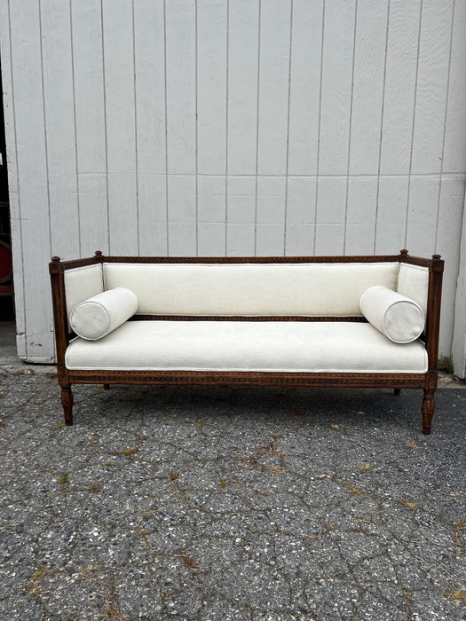 19th Century Rare Carved Swedish Gustavian Sofa Bench, Couch, Loveseat or Settee newly Upholstered