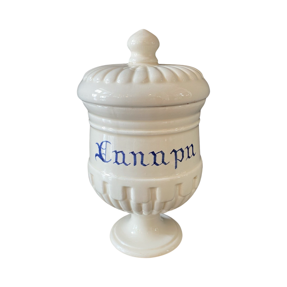 Antique Italian Apothecary Jar Venetian Canapa Porcelain Urn Large