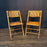 Pair of Midcentury Tortoiseshell Bamboo Folding Chairs with Bamboo and Rattan Tray Table