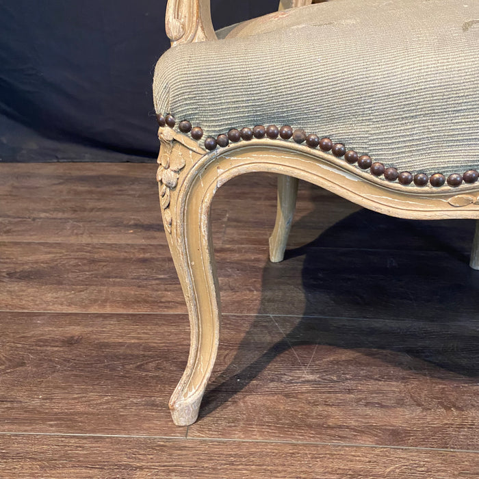 Antique French Pair of Painted Louis XV Armchairs or Fauteuils