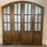 Antique French Four-Panel Folding Screen Room Divider with Beveled Glass Panels