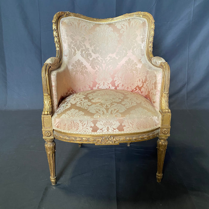 Exquisite Early 19th Century French Louis XVI Parlor Set or Salon Suite: Sofa, Loveseat or Settee and 4 Bergere Armchairs