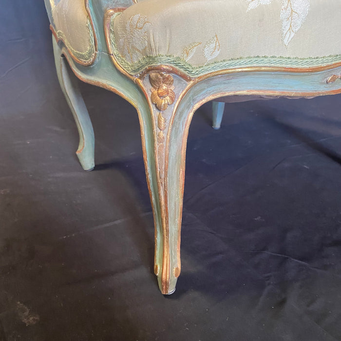 French Louis XV Painted Sofa and Two Fauteuils or Armchairs Parlor or Salon Set from St. Tropez, France