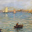 Mid-Century French Impressionist Oil Painting of Sailboats in a Harbor, Signed Gautier