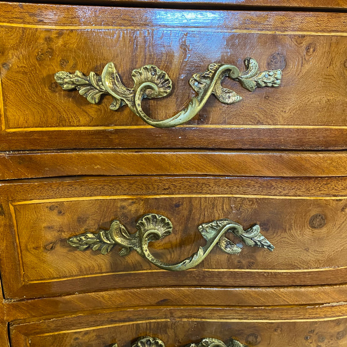 French Pair of Louis XV Walnut Commodes, Side Tables or Nightstands with Ormolu Accents