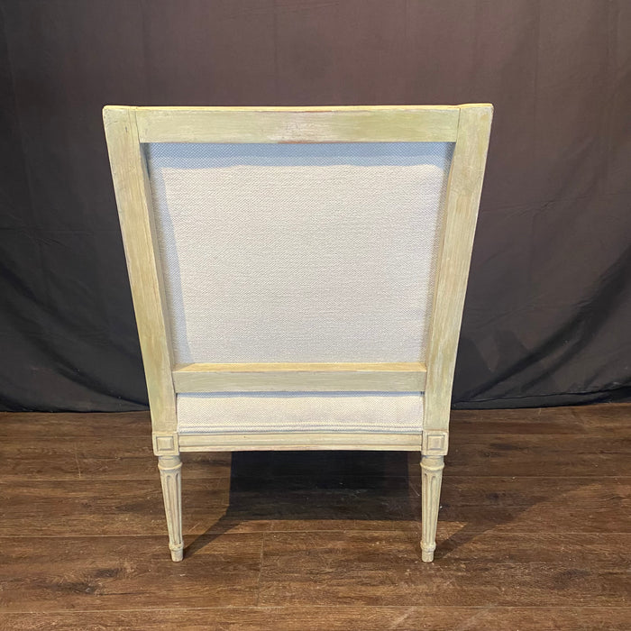 Pair of 19th Century French Louis XVI Painted Bergère Chairs or Armchairs with New Upholstery