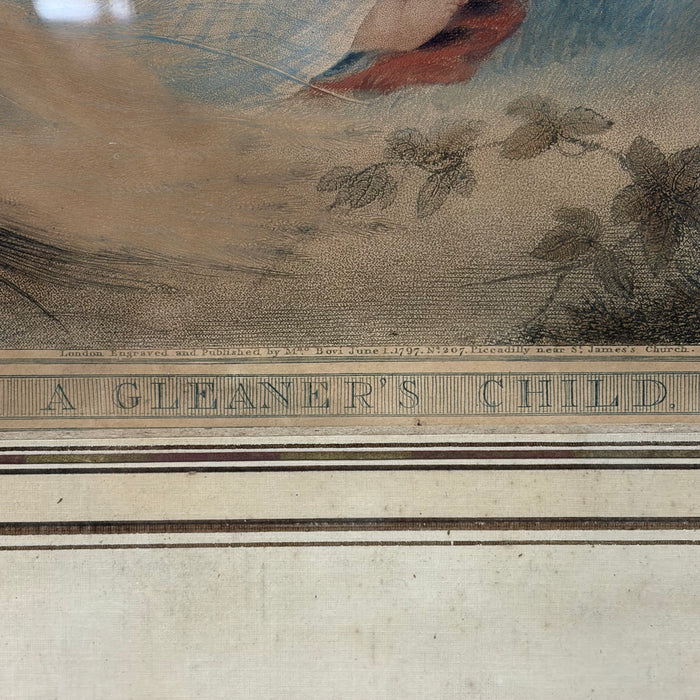 Pair of English 18th Century Color Stipple Engravings after Richard Westall, A Reaper's Child & A Gleaner's Child