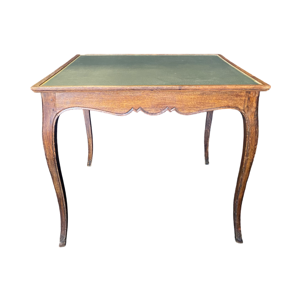 French Louis XV Period Game Table, Side Table or Accent Table with Embossed Leather Reversible Top