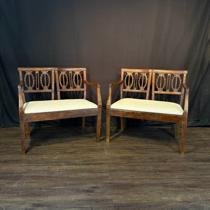 Pair of Neoclassical Two-Seat Chair Settees or Loveseats late 18th Century