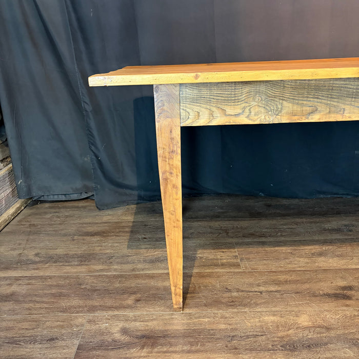 French Provincial Farmhouse Dining Table with Plank Top and Tapered Legs
