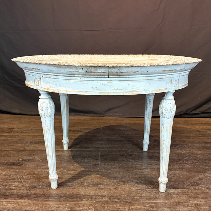 French Louis XVI Antique Painted Marble Top Coffee Table or Accent Table