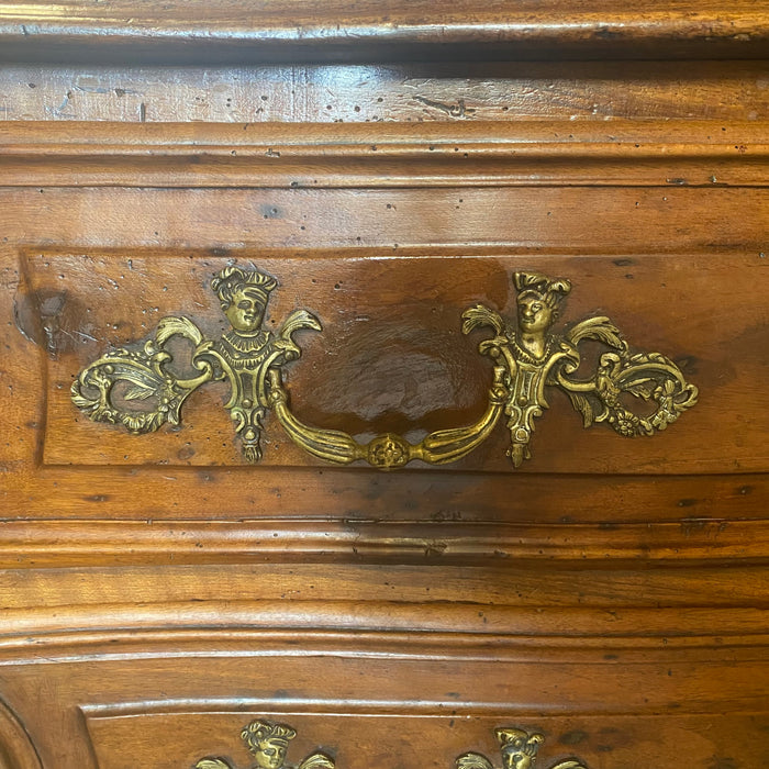 Antique French Carved Louis XV Commode or Chest of Drawers with Exquisite Figural Hardware