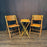 Pair of Midcentury Tortoiseshell Bamboo Folding Chairs with Bamboo and Rattan Tray Table