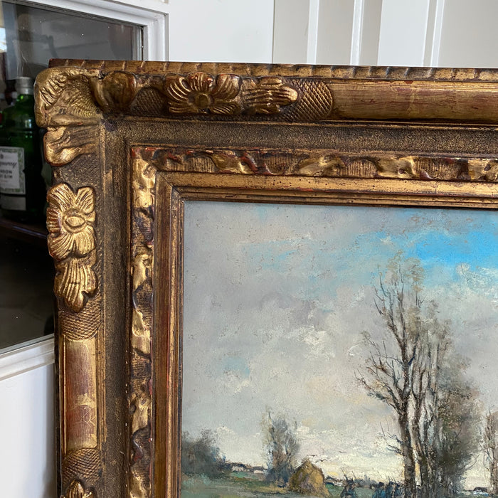 Antique French Painting: Impressionist Landscape from Paris
