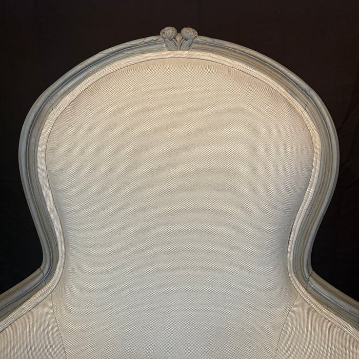 Pair of Antique French Louis XV Painted Bergère Armchairs