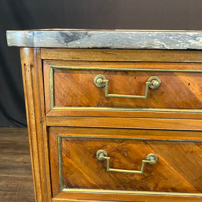 19th Century French Walnut Commode, Chest of Drawers, Dresser or Secrétaire Desk with Marble Top