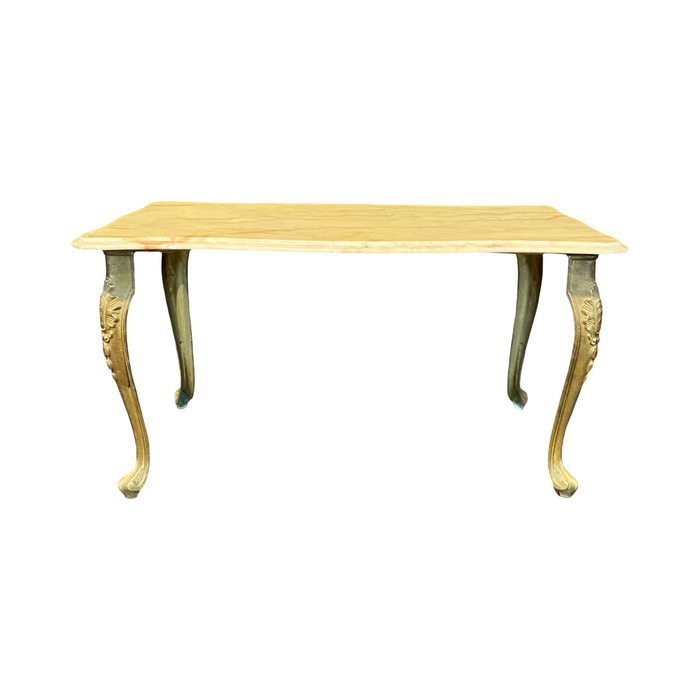 French Louis XV Marble Top Coffee Table Midcentury