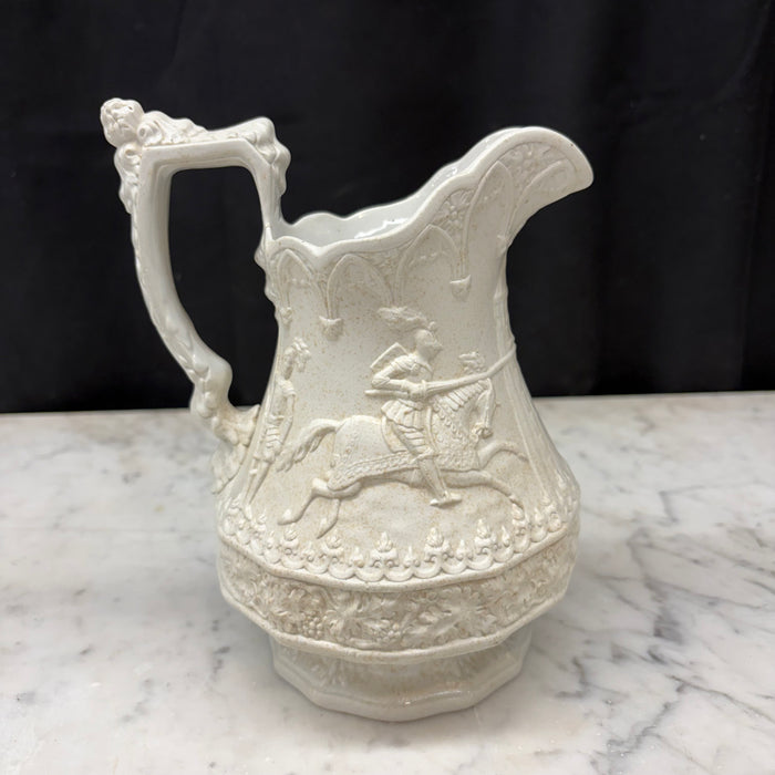 English Ridgway Eglinton Tournament Relief-Molded Stoneware Jug or Pitcher, circa 1840