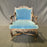 Pair of 19th Century French Louis XV Chairs with Original Blue Mohair Upholstery Armchairs or Fauteuils