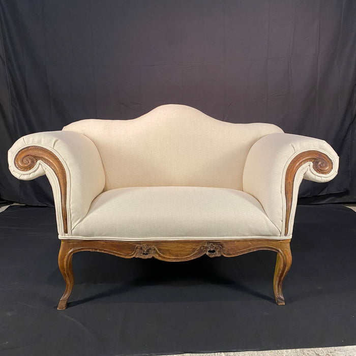 French Sofa or Loveseat Louis XV Triple Arched with New Upholstery