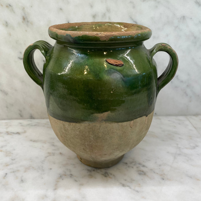 French Confit Pot with Green Glaze from the 19th Century #8883