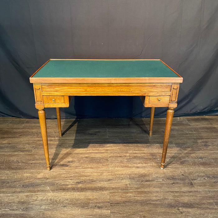Antique French Inlaid Game Table with Reversible Chessboard Top and Inset Backgammon