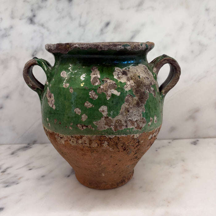 French Confit Pot with Green Glaze from the 19th Century #8687