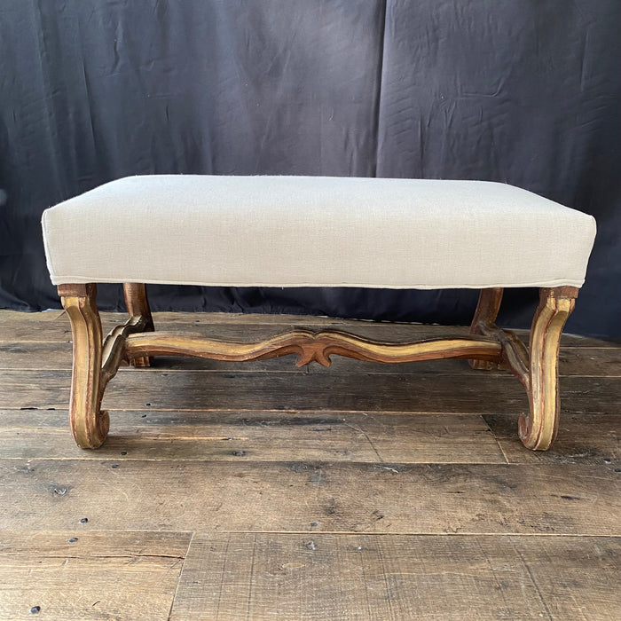 19th Century French Os de Mouton Bench with Original Gilt Accents