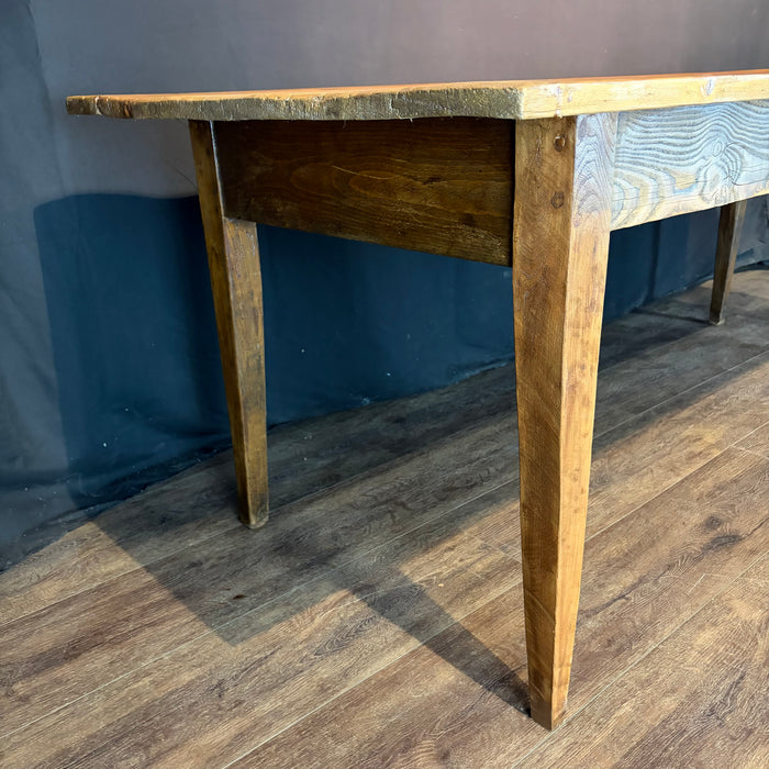 French Provincial Farmhouse Dining Table with Plank Top and Tapered Legs