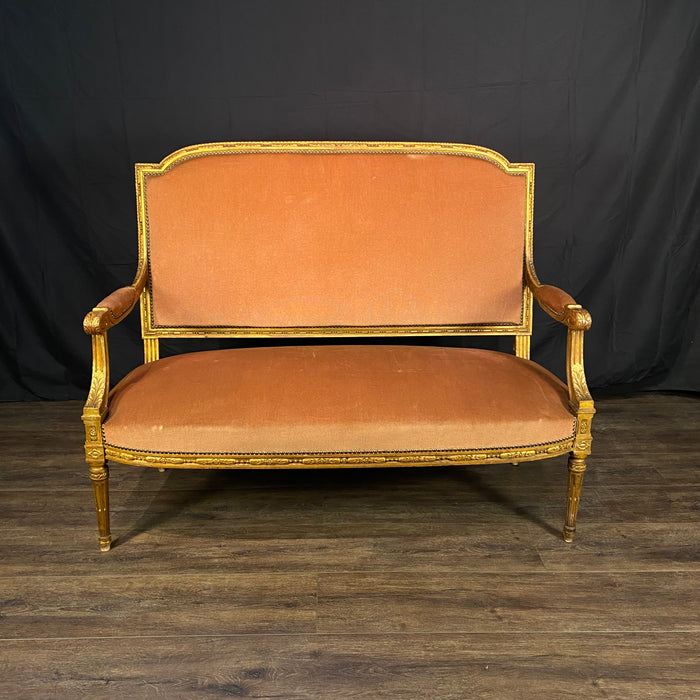 Antique French Louis XVI Salon Suite | Sofa or Canapé, Pair of Armchairs or Fauteuils & Pair of Side Chairs
