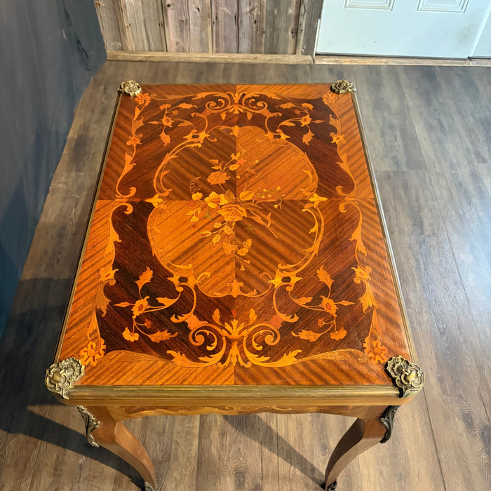 French Marquetry Belle Epoque Game Table, Accent Table, or Occasional Table and with Original Game Pieces