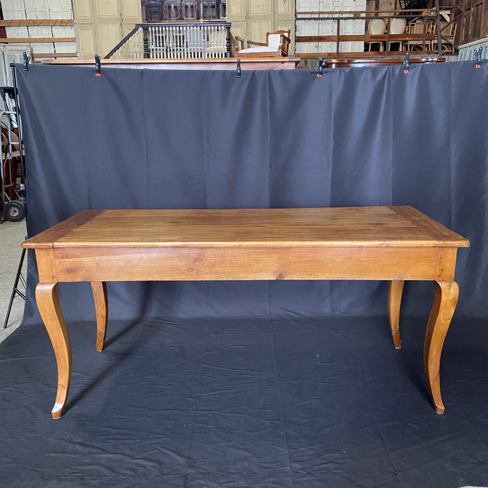 Antique French Provincial Cherry Farmhouse Harvest Dining Table with Bread Board and Drawer