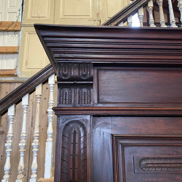 French Early 19th Century Solid Walnut Buffet a' Deux Corps Sideboard