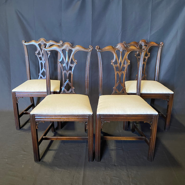 Set of Mahogany Chippendale Dining Chairs or Side Chairs Newly