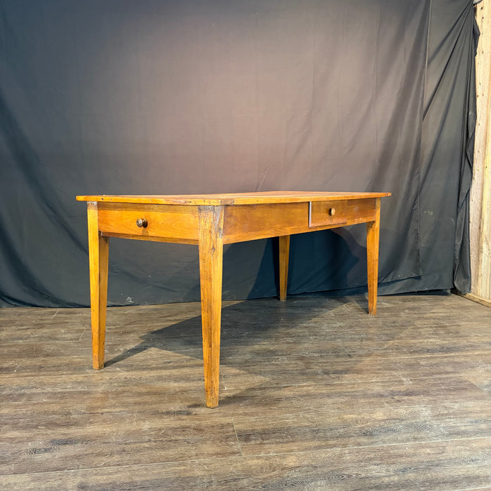 French Provincial Farmhouse Dining Table with Two Drawers 19th Century
