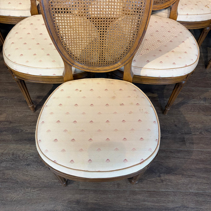 Set of 8 Midcentury French Louis XVI Style Cane Back Dining Chairs with Two Armchairs